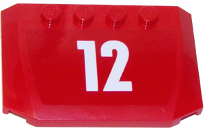 Lego Wedge 4 x 6 x 2/3 Triple Curved with White '12' on Red Background Pattern (Sticker) - Set 60112
