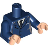 Lego Torso Suit with 2 Buttons, Gray Sides, Black Centerline Print, Dark Blue Arms, Light Nougat Hands / Dark Blue