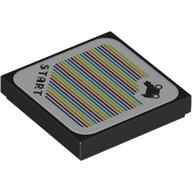 Lego Tile 2 x 2 with 'START', Biddybuggy and Barcode Print (Sticker) / Black