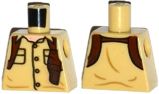 Lego Torso Shirt with 4 Buttons, Flap Pockets, Open Collar and Brown Holster Pattern / Tan