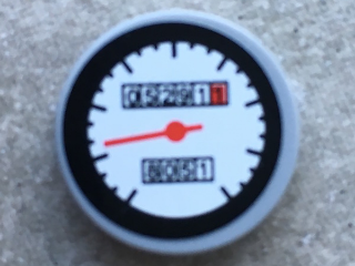 Lego Tile, Round 2 x 2 with Speedometer Pattern (Sticker) - Set 8051 / Light Bluish Gray
