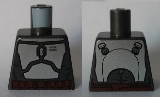 Lego Torso SW Mandalorian Armor Plates Silver Elaborate, Reddish Brown Belt with Pouches Pattern (Jango Fett) / Pearl Dark Gray