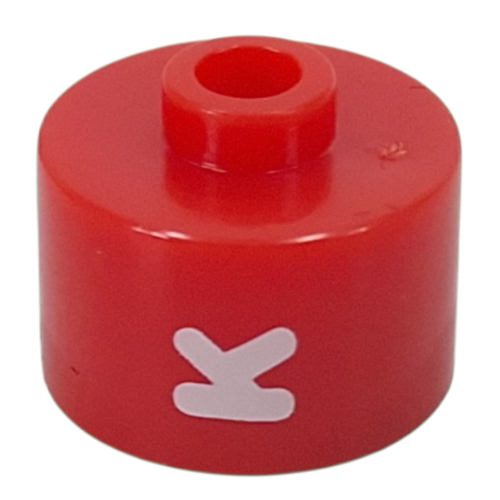 Lego Pen Bead, Round Long, Flat Edge with White 'K' Print / Red