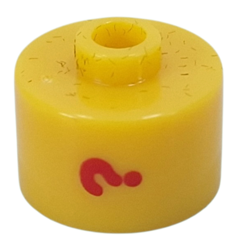 Lego Pen Bead, Round Long, Flat Edge with Red '?' Print