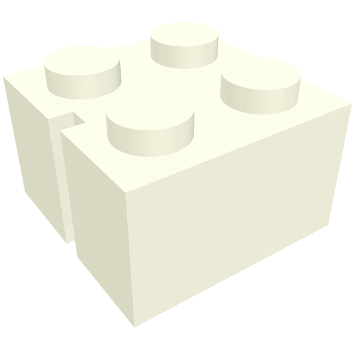Lego Brick 2 x 2 without Bottom Tubes, Slotted (with 2 slots, opposite) / White