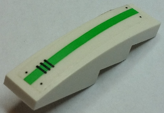 Lego Slope, Curved 4 x 1 with 4 Bolts, Vent Grille and Bright Green Stripe Pattern (Sticker) - Set 70704