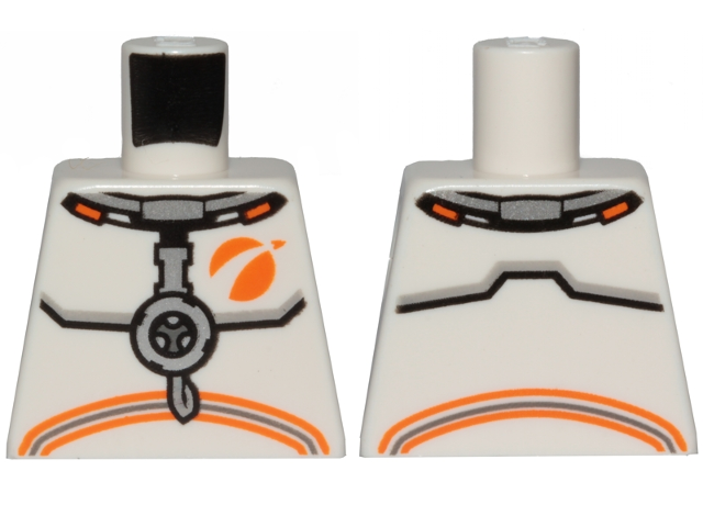 Lego Torso Spacesuit with Dark Bluish Gray and Orange Stripes Pattern / White