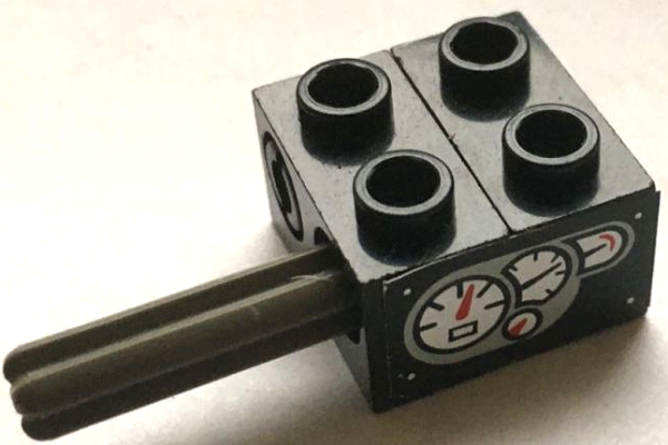 Lego Stickered Assembly 2 x 2 x 1 with Dashboard, Speedometer and Gauges with Red Pointer Pattern (Sticker) - Set 8408