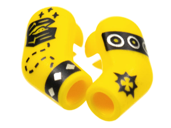 Lego Arm, (Matching Left and Right) Pair with Cuffs and Tattoos Pattern / Yellow