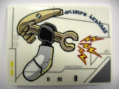 Lego Slope 10 6 x 8 with Battle Droid Head Pattern Model Right Side (Sticker) - Set 10195 / White