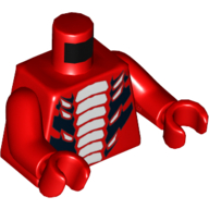 Lego Torso Snake with White and Large Black Scales Print, Red Arms and Hands / Red