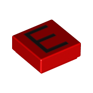 Lego Tile 1 x 1 with letter Capital E Print / Red