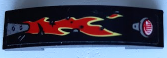 Lego Slope, Curved 4 x 1 x 2/3 Double with Taillight, Bright Light Yellow and Red Flames Pattern Model Right Side (Sticker) - Set 70421 / Black