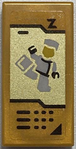 Lego Tile 1 x 2 with Buttons with White Ninja Minifigure on Gold Background Pattern (Sticker) - Set 70657