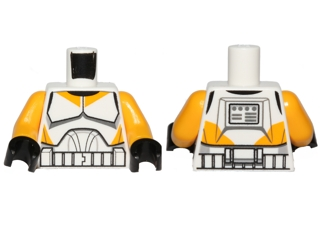 Lego Torso SW Armor Clone Trooper with Bright Light Orange Markings Pattern / Bright Light Orange Arms / Black Hands