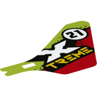 Lego Wing, Tail, with '21' 'X-TREME' on Lime/Red Print / [No Color/Any Color]