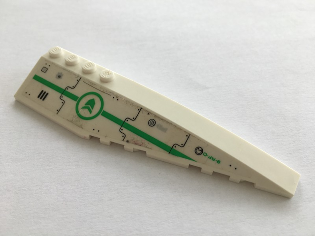 Lego Wedge 12 x 3 Right with Vent, Bright Green Stripe and Arrows Pattern (Sticker) - Set 70704
