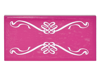 Lego Tile 2 x 4 with White Elves Scrollwork on Transparent Background Pattern (Sticker) - Set 41178 / Magenta