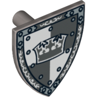Lego Shield Triangular with Gray Crown on White and Gray Quarters Background Print / Flat Silver