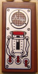 Lego Tile 2 x 4 with Breaker and 3 Toggle Switches Pattern (Sticker) - Set 9466 / Reddish Brown