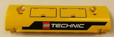 Lego Technic, Panel Curved 11 x 3 with Hatches and LEGO TECHNIC Logo Pattern Model Left Side (Sticker) - Set 42006 / Yellow
