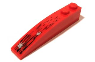 Lego Slope, Curved 6 x 1 with 2 Studs with Black Damage and Bullet Holes Pattern (Sticker) - Set 5973