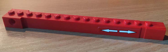 Lego Crane Arm Outside, Wide with End Notch with White Arrows Pattern on Both Sides (Stickers) - Set 6560
