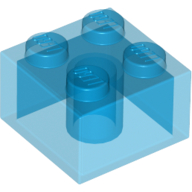 Lego Brick 2 x 2 without Inside Ridges / Trans-Dark Blue