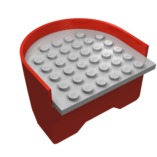Lego Boat Hull Section, Stern 6 x 6 x 3 1/3 with Light Gray Deck / Red