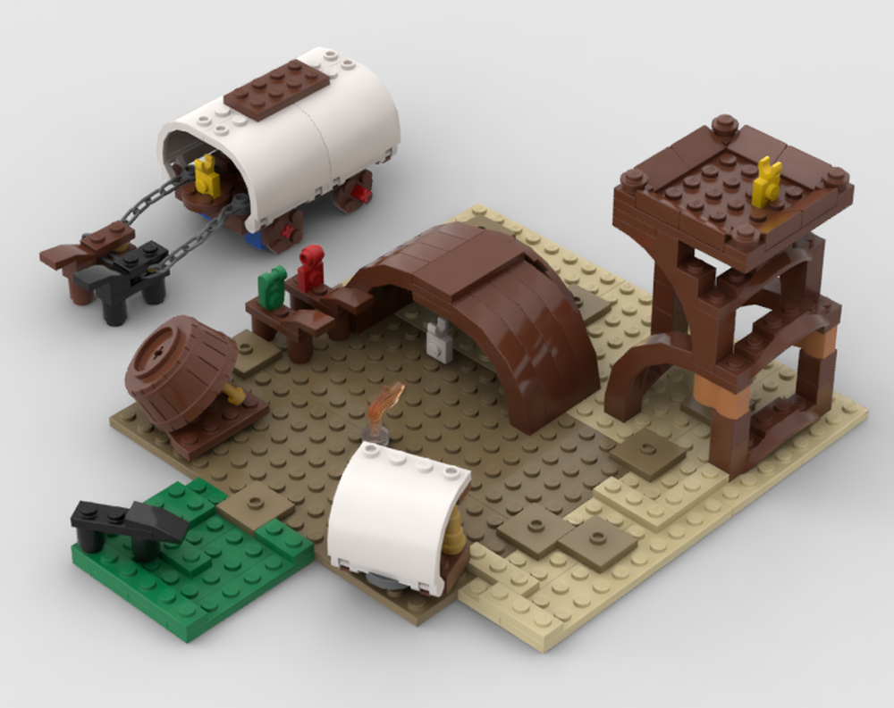 Lego Camp with covered wagon