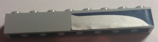 Lego Brick 1 x 8 with Curved Dark Blue Line on Silver Background Pattern Model Right Side (Sticker) - Set 8635