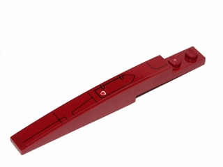 Lego Slope, Curved 10 x 1 with Black Hull Plate Lines Pattern Model Right (Sticker) - Set 75003 / Dark Red