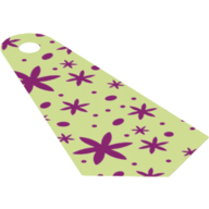 Lego Neckwear Cape, Long Narrow with Magenta Flowers Print / Yellowish Green
