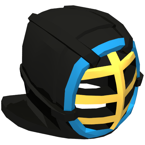 Lego Mask, Kendo, Gold Grille, Blue Trim / Black