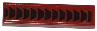 Lego Tile 1 x 4 with Black Trapezoids Pattern (Sticker) - Set 70705 / Dark Red