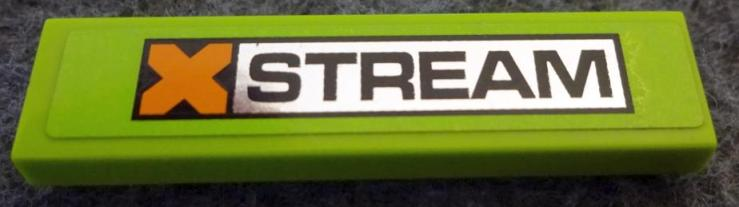 Lego Tile 1 x 4 with 'XSTREAM' Pattern (Sticker) - Set 8496 / Lime