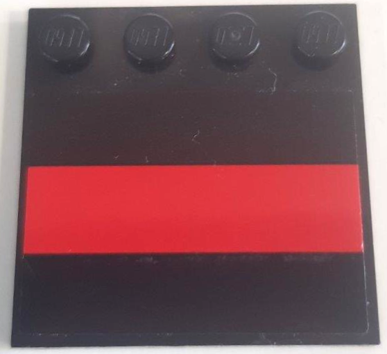 Lego Tile, Modified 4 x 4 with Studs on Edge with Red Stripe Pattern (Sticker) - Set 75893