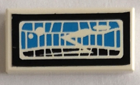 Lego Tile 1 x 2 with Medium Blue and Black Headlight Pattern (Sticker) - Sets 8431 / 8438 / 8460