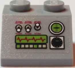 Lego Slope 45 2 x 2 with Controls and Oscilloscope Display Pattern (Sticker) - Sets 7298 / 7477 / Light Bluish Gray
