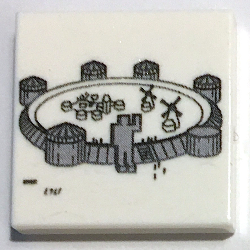 Lego Tile 2 x 2 with Wall, Windmill, Statue Print