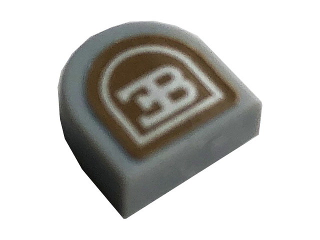 Lego Tile, Round 1 x 1 Half Circle Extended with Silver Bugatti Logo Pattern (Sticker) - Set 42083