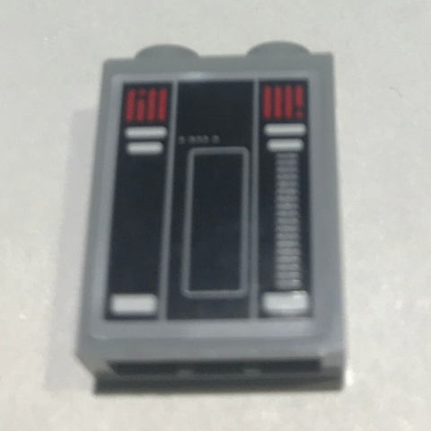 Lego Brick 1 x 2 x 2 with Inside Stud Holder with SW Control Panel, Red and White Stripes Pattern (Sticker) - Set 10221