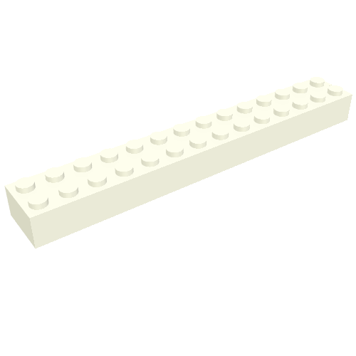 Lego Brick 2 x 14 without Bottom Tubes, 1 End Slot / White