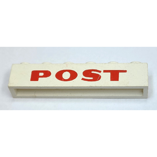 Lego Brick 1 x 6 with 'POST' Thick Red Print