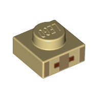 Lego Plate 1 x 1 with 3 Dark Tan Rectangles and 2 Black Squares Print [Minecraft Villager Mouth and Nose]
