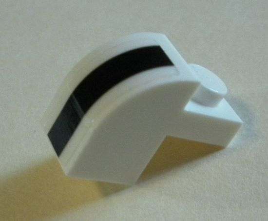 Lego Slope, Curved 2 x 1 x 1 1/3 with Recessed Stud with Black Line Pattern (Sticker) - Set 75895 / White