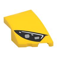 Lego Brick Wedged, Curved 3 x 2 with Stud Notch Right with Headlight Print / Yellow