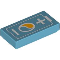 Lego Tile 1 x 2 with White Battery print