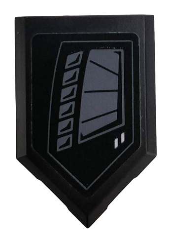 Lego Tile, Modified 2 x 3 Pentagonal with Dark Bluish Gray Vents Pattern Model Left Side (Sticker) - Set 76100