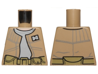Lego Torso SW Vest with Badge over Light Bluish Gray Shirt, Belt with Pouches Pattern (Endor Rebel Trooper) / Dark Tan